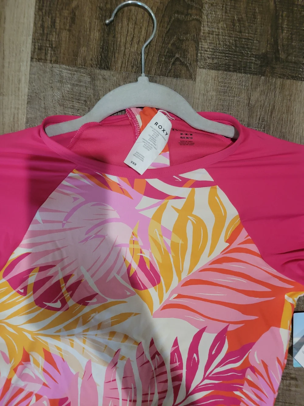 Roxy Women’s Long Sleeve One-Piece Swimsuit in Pink, Yellow, White - Picture 6 of 8